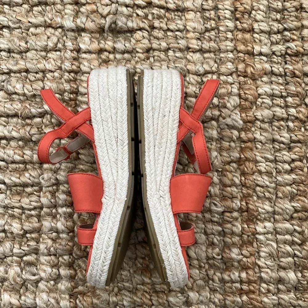 Eileen Fisher Devi Espadrille Strappy Leather Platform Shoe Womens Size 5 Orange